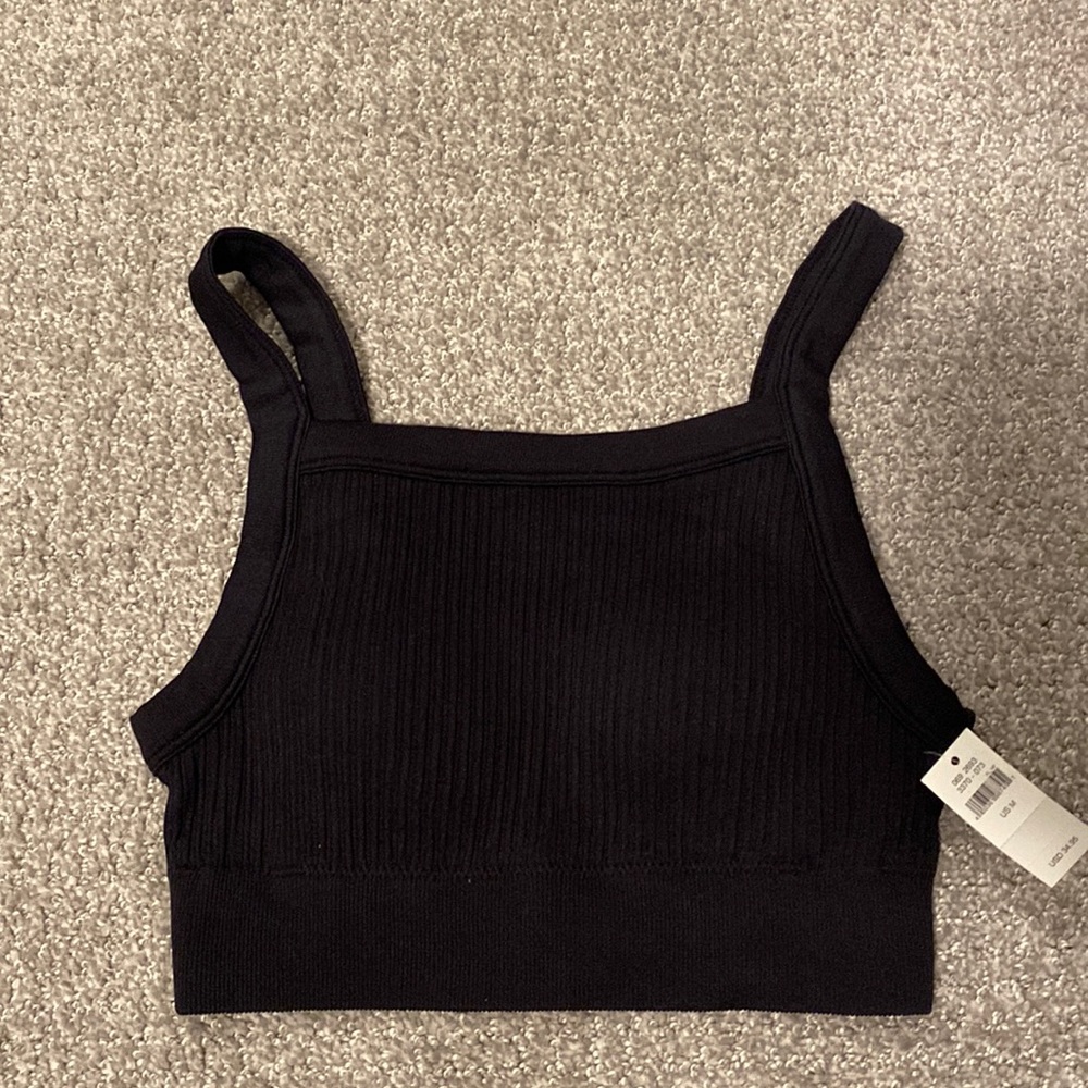 Black Aerie padded ribbed top